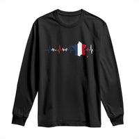 France Heartbeat EKG French Flag Map Long Sleeve Shirt