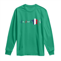 France Heartbeat EKG French Flag Map Long Sleeve Shirt