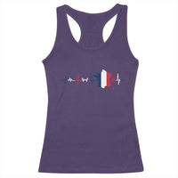 France Heartbeat EKG French Flag Map Racerback Tank Top