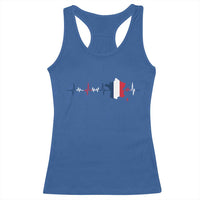 France Heartbeat EKG French Flag Map Racerback Tank Top