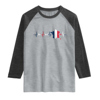 France Heartbeat EKG French Flag Map Raglan Shirt