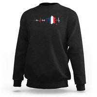 France Heartbeat EKG French Flag Map Sweatshirt