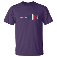 France Heartbeat EKG French Flag Map T Shirt