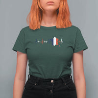 France Heartbeat EKG French Flag Map T Shirt For Women