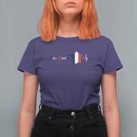 France Heartbeat EKG French Flag Map T Shirt For Women