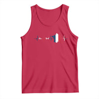 France Heartbeat EKG French Flag Map Tank Top