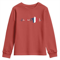 France Heartbeat EKG French Flag Map Youth Sweatshirt