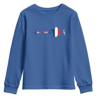 France Heartbeat EKG French Flag Map Youth Sweatshirt