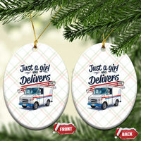Funny Postal Worker Ceramic Ornament Just A Girl Who Delivers - Wonder Print Shop