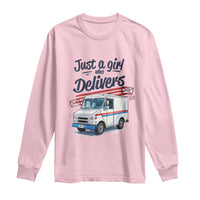 Funny Postal Worker Long Sleeve Shirt Just A Girl Who Delivers - Wonder Print Shop
