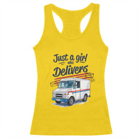 Funny Postal Worker Racerback Tank Top Just A Girl Who Delivers - Wonder Print Shop