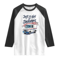 Funny Postal Worker Raglan Shirt Just A Girl Who Delivers - Wonder Print Shop
