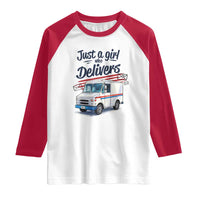 Funny Postal Worker Raglan Shirt Just A Girl Who Delivers - Wonder Print Shop