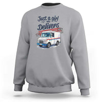 Funny Postal Worker Sweatshirt Just A Girl Who Delivers - Wonder Print Shop