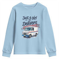Funny Postal Worker Youth Sweatshirt Just A Girl Who Delivers - Wonder Print Shop