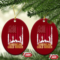 Gold Miner Patriotic American Flag Ceramic Ornament - Wonder Print Shop