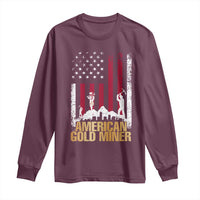 Gold Miner Patriotic American Flag Long Sleeve Shirt - Wonder Print Shop