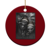 Bigfoot UFO Selife Ceramic Ornament Sasquatch Ailen Rock On Hand Xmas - Wonder Print Shop