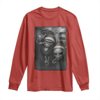 Bigfoot UFO Selife Long Sleeve Shirt Sasquatch Ailen Rock On Hand Christmas - Wonder Print Shop