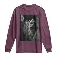 Funny Bigfoot Selfie Halloween Long Sleeve Shirt Sasquatch Ghost Haunted House - Wonder Print Shop