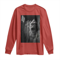 Funny Bigfoot Selfie Halloween Long Sleeve Shirt Sasquatch Ghost Haunted House - Wonder Print Shop