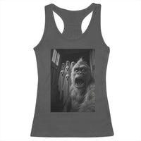 Funny Bigfoot Selfie Halloween Racerback Tank Top Sasquatch Ghost Haunted House - Wonder Print Shop