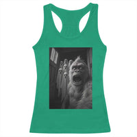 Funny Bigfoot Selfie Halloween Racerback Tank Top Sasquatch Ghost Haunted House - Wonder Print Shop