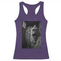Funny Bigfoot Selfie Halloween Racerback Tank Top Sasquatch Ghost Haunted House - Wonder Print Shop
