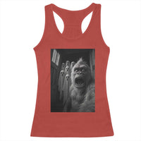 Funny Bigfoot Selfie Halloween Racerback Tank Top Sasquatch Ghost Haunted House - Wonder Print Shop