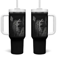 Funny Bigfoot Selfie Halloween Tumbler With Handle Sasquatch Ghost Haunted House - Wonder Print Shop