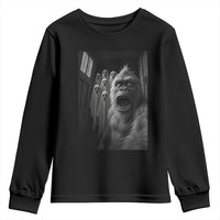 Funny Bigfoot Selfie Halloween Youth Sweatshirt Sasquatch Ghost Haunted House - Wonder Print Shop