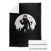 Funny Bigfoot Fishing Christmas Throw Blanket Sasquatch Moon Fisherman - Wonder Print Shop