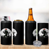 Funny Bigfoot Fishing Christmas 4 in 1 Can Cooler Tumbler Sasquatch Moon Fisherman - Wonder Print Shop