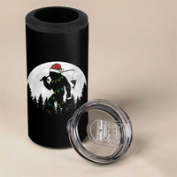 Funny Bigfoot Fishing Christmas 4 in 1 Can Cooler Tumbler Sasquatch Moon Fisherman - Wonder Print Shop