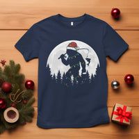 Funny Bigfoot Fishing Christmas T Shirt Sasquatch Moon Fisherman - Wonder Print Shop