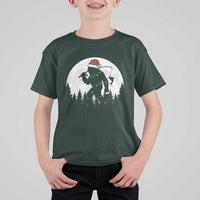 Funny Bigfoot Fishing Christmas T Shirt For Kid Sasquatch Moon Fisherman - Wonder Print Shop