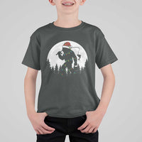 Funny Bigfoot Fishing Christmas T Shirt For Kid Sasquatch Moon Fisherman - Wonder Print Shop