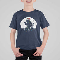 Funny Bigfoot Fishing Christmas T Shirt For Kid Sasquatch Moon Fisherman - Wonder Print Shop