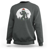 Funny Bigfoot Fishing Christmas Sweatshirt Sasquatch Moon Fisherman - Wonder Print Shop