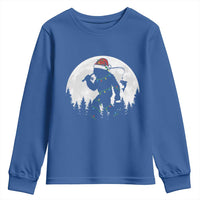 Funny Bigfoot Fishing Christmas Youth Sweatshirt Sasquatch Moon Fisherman - Wonder Print Shop