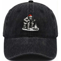 Bigfoot Guitar Christmas Washed Cotton Baseball Cap Sasquatch Guitarist Music Xmas