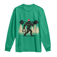 Bigfoot Gym Christmas Long Sleeve Shirt Funny Sasquatch Bodybuilding Weightlifting - Wonder Print Shop