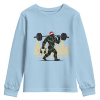 Bigfoot Gym Christmas Youth Sweatshirt Funny Sasquatch Bodybuilding Weightlifting - Wonder Print Shop