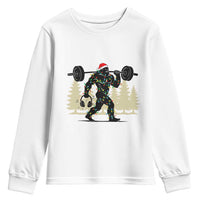 Bigfoot Gym Christmas Youth Sweatshirt Funny Sasquatch Bodybuilding Weightlifting - Wonder Print Shop