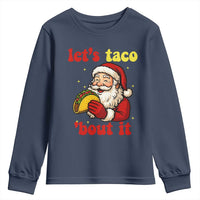 Funny Santa Taco Youth Sweatshirt Let Us Taco About It - Wonder Print Shop