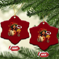 Funny Jesus Taco Mexican Ceramic Ornament Let Us Taco About Jesus - Wonder Print Shop