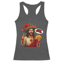 Funny Jesus Taco Mexican Racerback Tank Top Let Us Taco About Jesus - Wonder Print Shop
