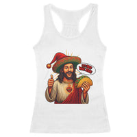 Funny Jesus Taco Mexican Racerback Tank Top Let Us Taco About Jesus - Wonder Print Shop