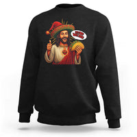 Funny Jesus Taco Mexican Sweatshirt Let Us Taco About Jesus - Wonder Print Shop
