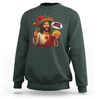 Funny Jesus Taco Mexican Sweatshirt Let Us Taco About Jesus - Wonder Print Shop